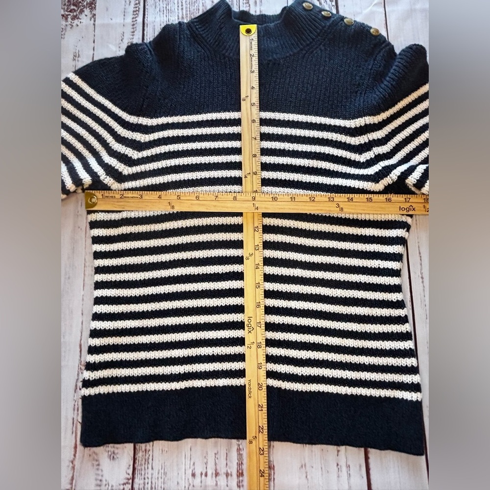 Anthropologie Maeve Divendra Navy & White Stripe Pullover Knit Sweater - Picture 3 of 11